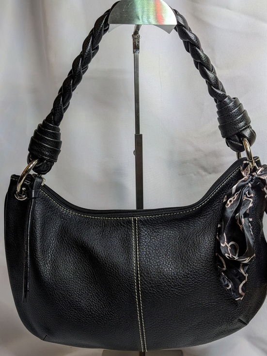 Lauren Ralph Lauren Handbags - Lauren Ralph Lauren Black Leather Shoulder Bag With Chunky Braided Strap, EUC